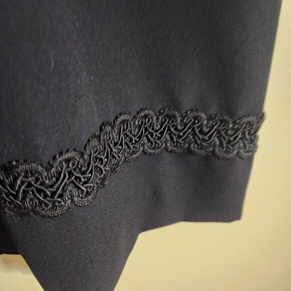 Donna Morgan Vintage 80s Black Wiggle Dress Crochet Accent Size 10 - Picture 4 of 6